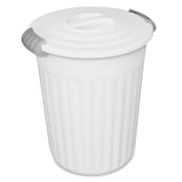 Sterilite Plastic Round Latching Utility Garbage Can, White, 23-L Front_Elevated