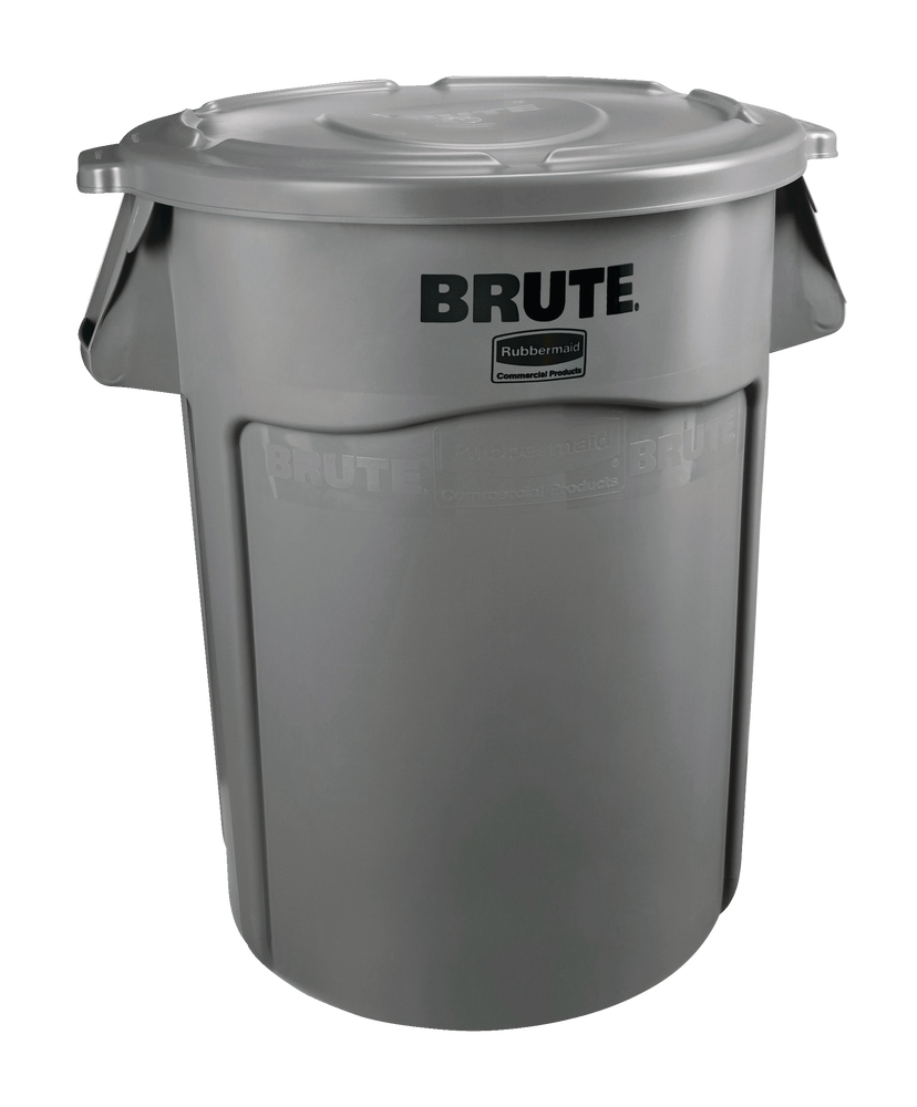 Rubbermaid Brute Plastic Circular Outdoor Garbage Can, Grey, 121L Canadian Tire