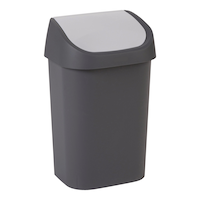type A Plastic Swing-Top Garbage Bin, Black/Grey, 25-L Front_Angled_Right