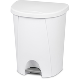 Sterilite Plastic D-Shaped Step Garbage Can, White, 25-L Front_Angled_Left