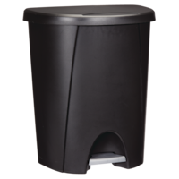 Sterilite Plastic D-Shaped Step Garbage Can, Black, 25-L Front_Angled_Right