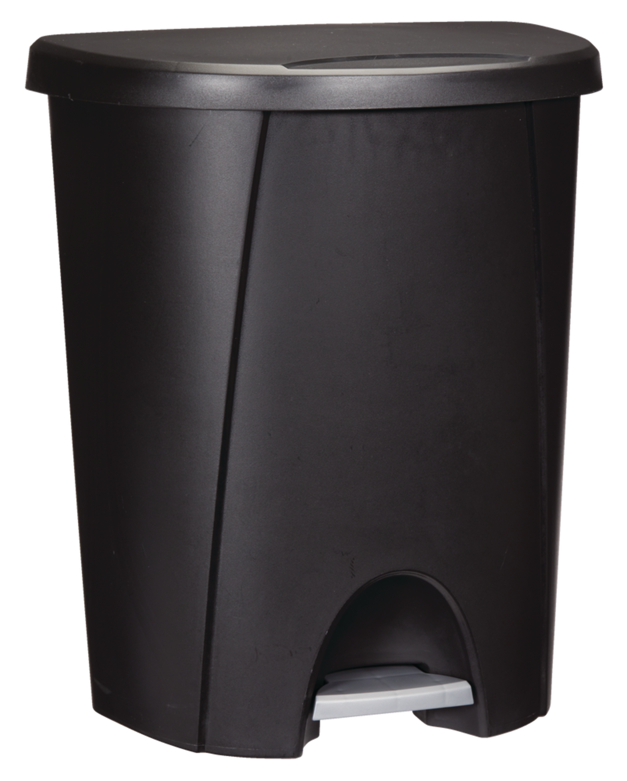 Sterilite Plastic D-Shaped Step Garbage Can, Black, 25-L Front_Angled_Right