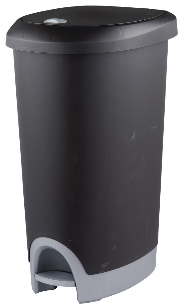 Sterilite Plastic DShaped Step Garbage Can with Locking Lid, Black