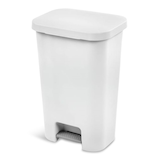 Sterilite Plastic Rectangular Step Garbage Can, White, 45-L Front_Three_Fourths_Angled_Left
