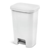 Sterilite Plastic Rectangular Step Garbage Can, White, 45-L