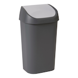 Poubelle en plastique rectangulaire à couvercle basculant Type A, noir/gris, 50 L Front_Three_Fourths_Angled_Right