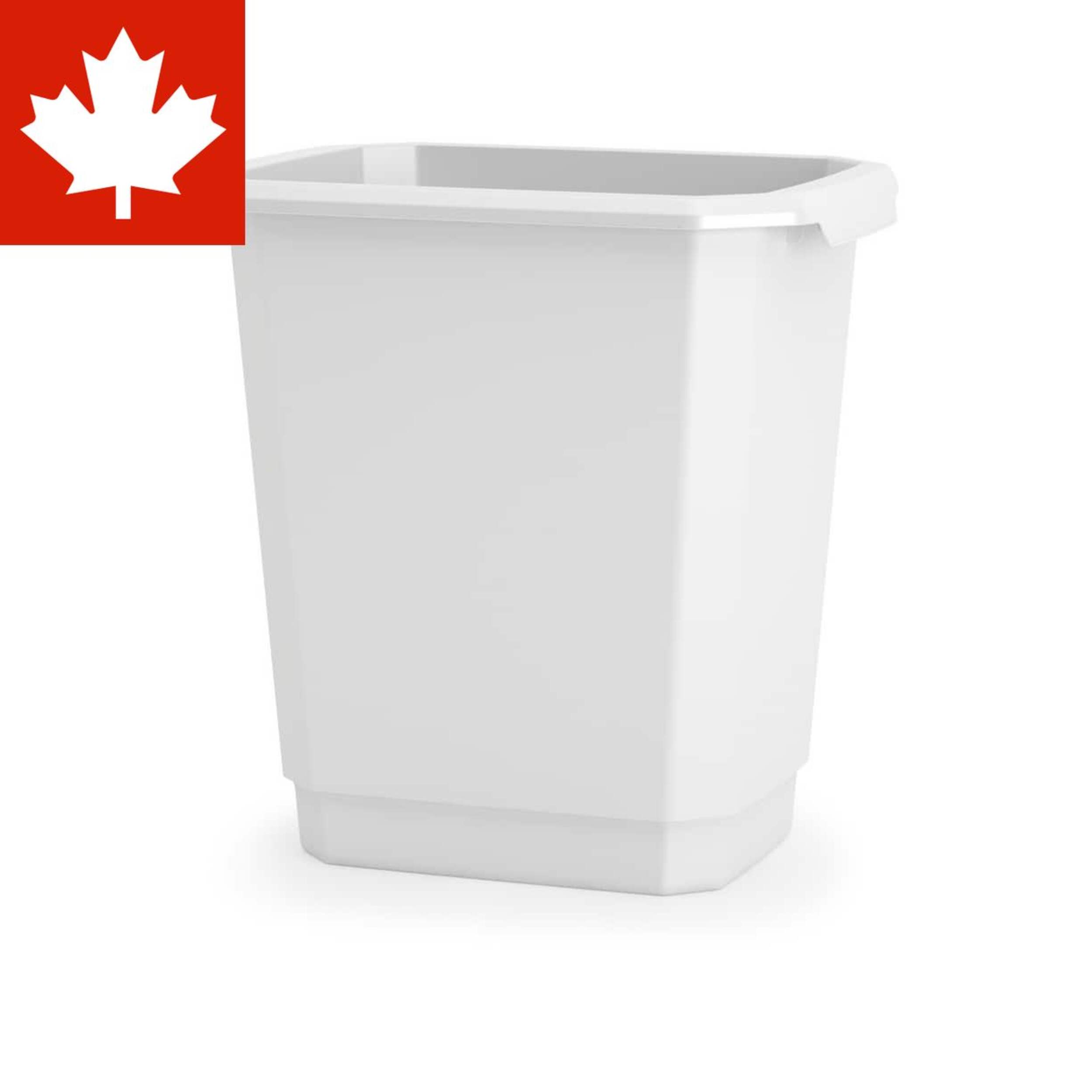 type A Plastic Open Rectangular Kitchen Garbage Can, White, 14-L Front_Angled_Left