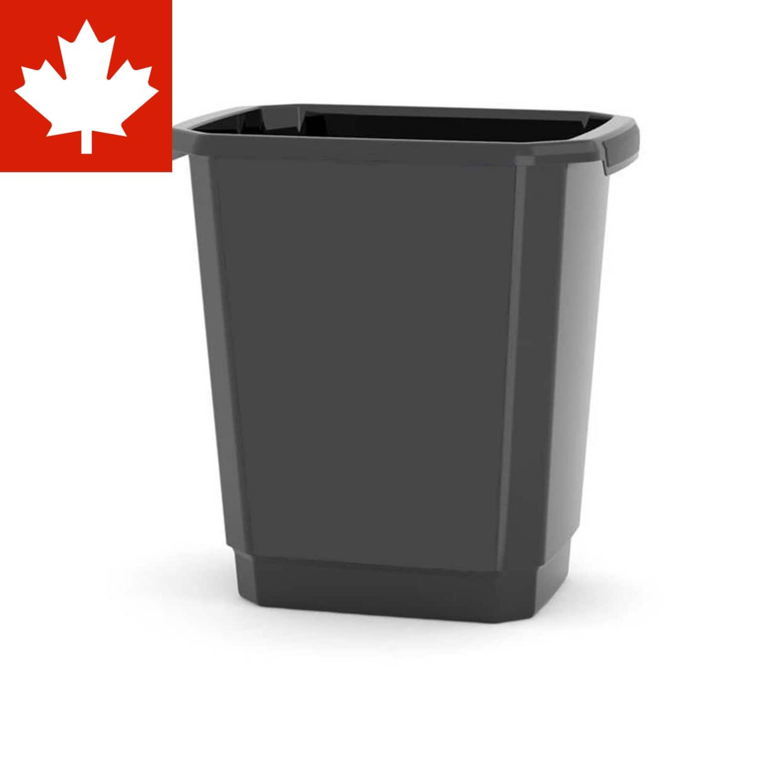 type A Plastic Open Rectangular Kitchen Garbage Can, Black, 14-L Front_Angled_Left