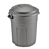 Rubbermaid Heavy-Duty Plastic Circular Garbage Can, Black, 75.7-L Front_Angled_Right
