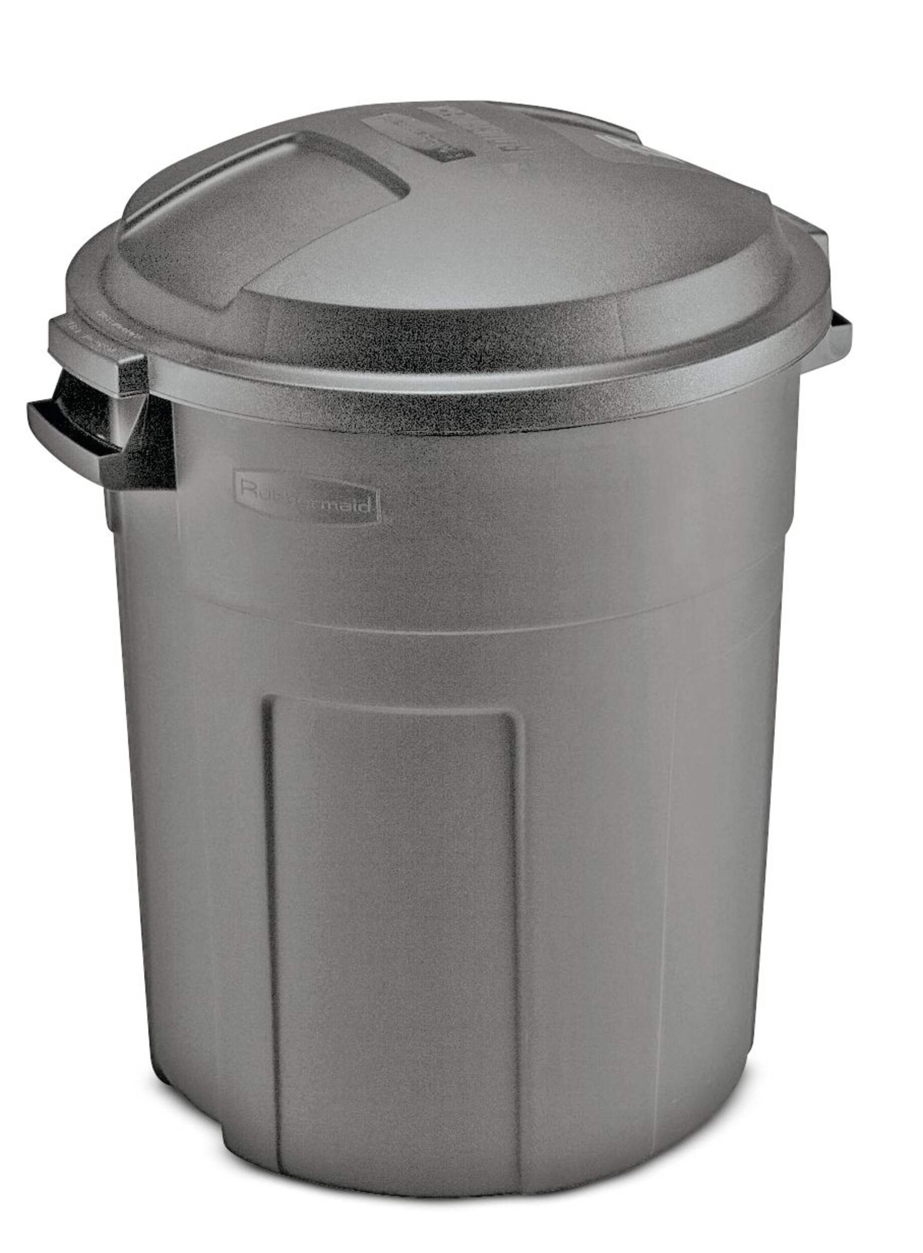 Rubbermaid Heavy-Duty Plastic Circular Garbage Can, Black, 77-L Front_Angled_Right