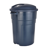Rubbermaid Roughneck Plastic Circular Garbage Can, Blue, 121-L Front_Angled_Right