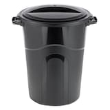 United Solutions Plastic Circular Garbage Can, Black, 121-L Front_Elevated