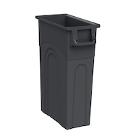 United Solutions Plastic Tall Slim Rectangular Garbage Can, Black, 87-L Front_Three_Fourths_Angled_Right