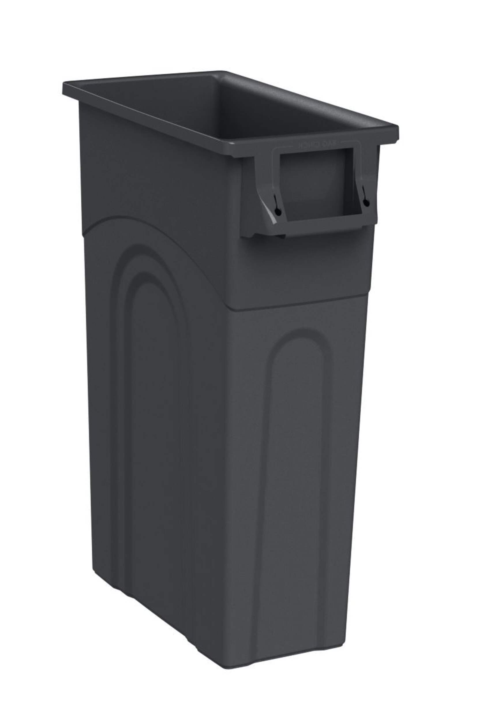 United Solutions Plastic Tall Slim Rectangular Garbage Can, Black, 87-L Front_Three_Fourths_Angled_Right