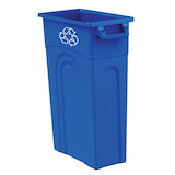Bac de recyclage bleu United Solutions, rectangulaire, haut, ouvert, et en plastique, 87 L Front_Three_Fourths_Angled_Right