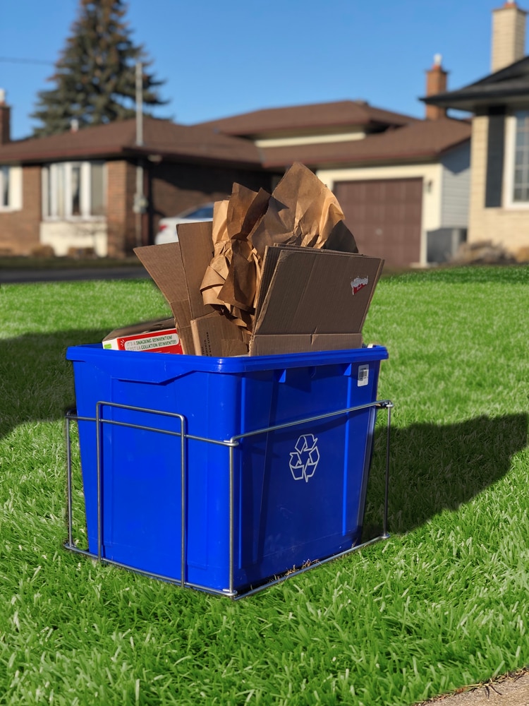 Support de bac de recyclage en métal galvanisé pour utilisation avec