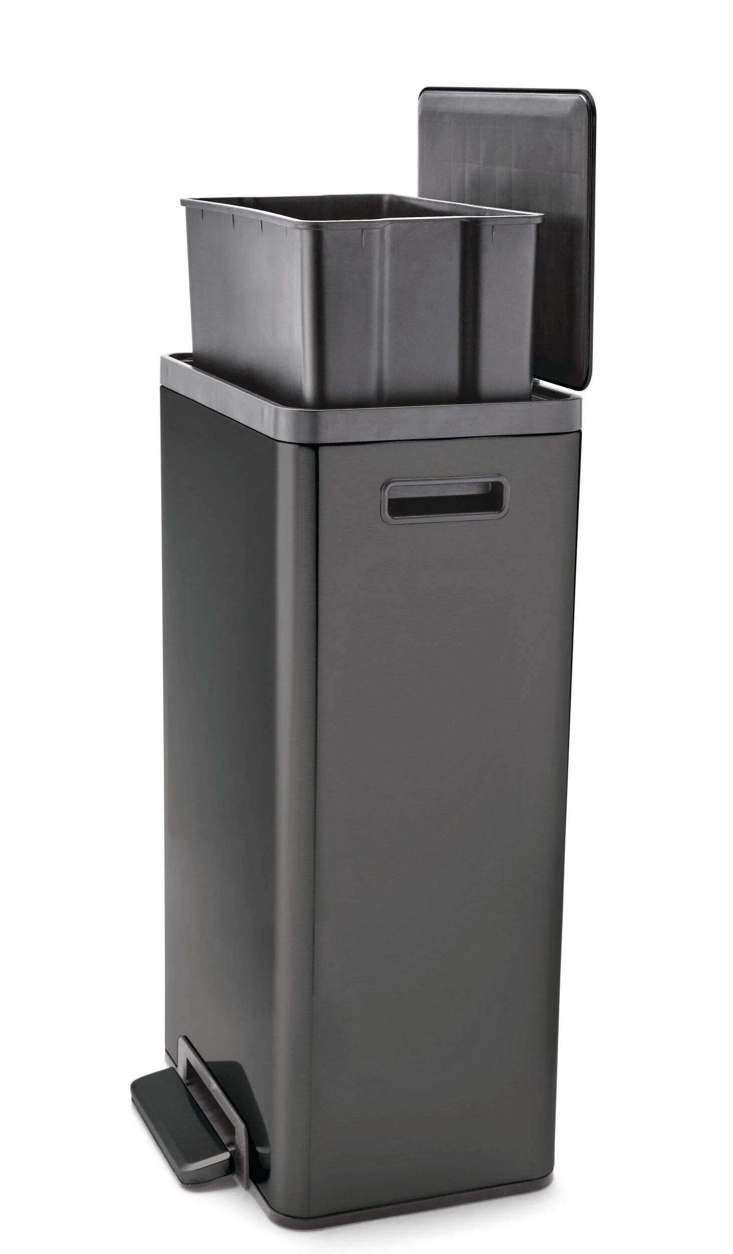 type A Wide Stainless Steel Step Trash/Garbage Bin, 30-L Front_Three_Fourths_Angled_Right