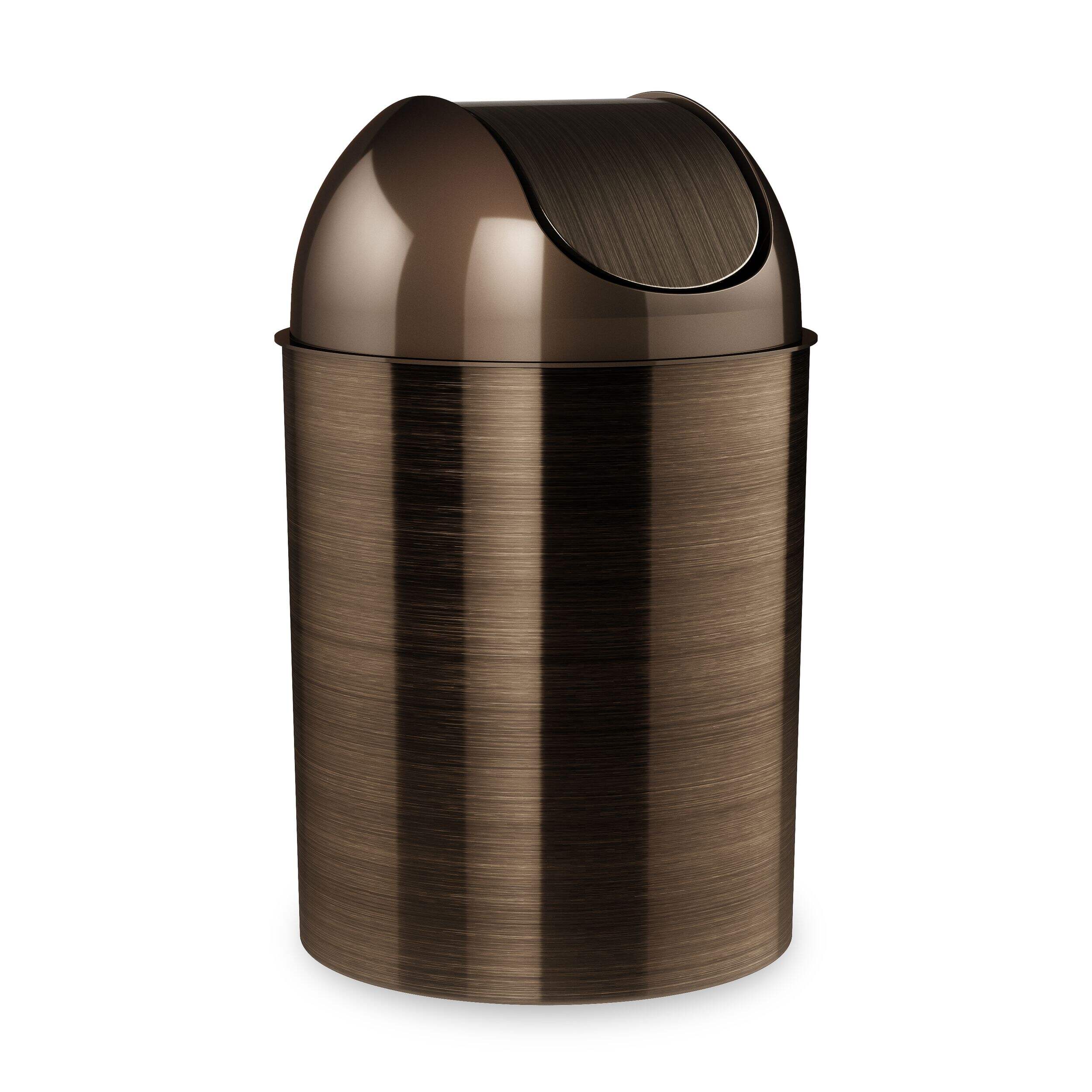 Umbra Bronze Mezzo Trash/Garbage Bin Front_Three_Fourths_Angled_Right