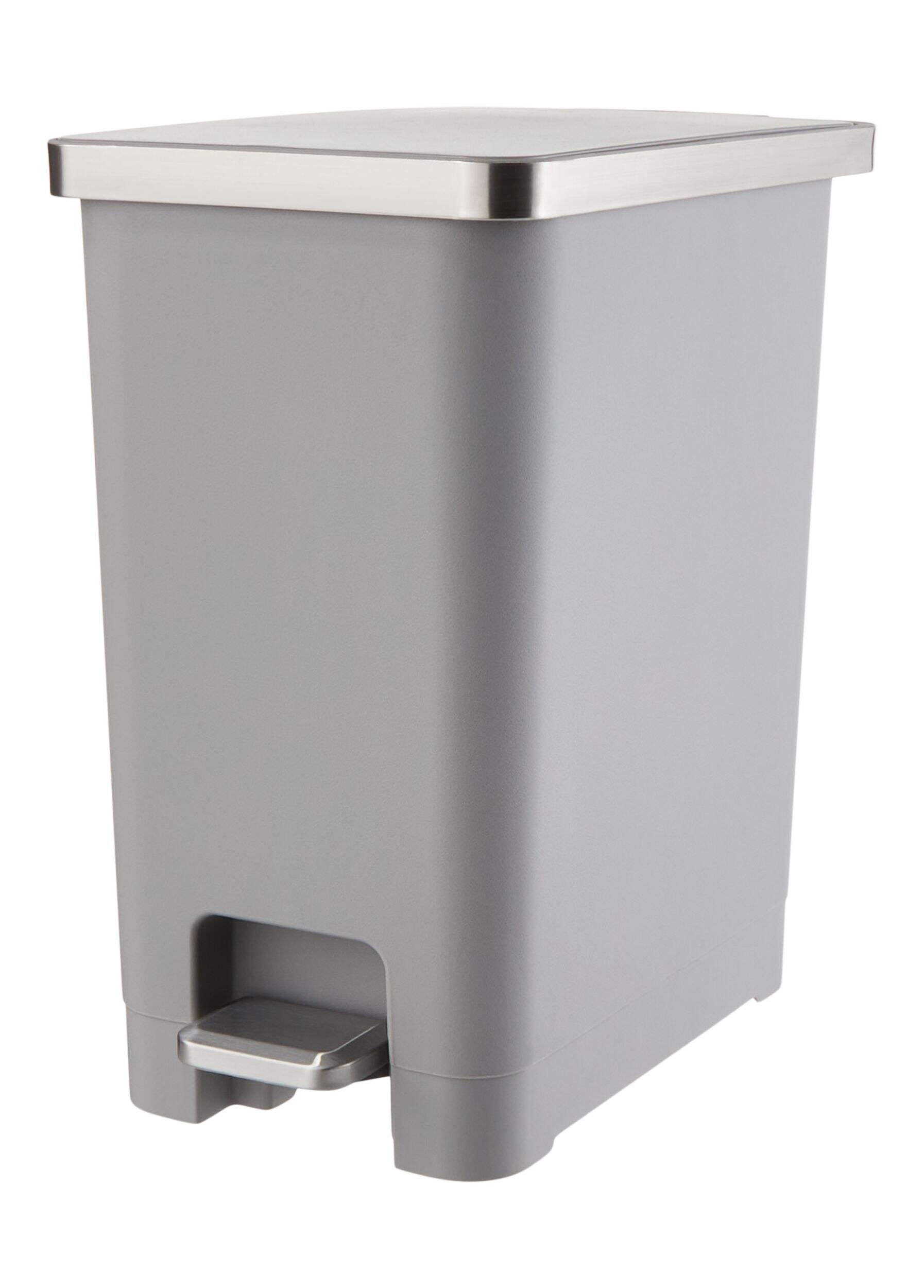 Type A Slim Grey Resin Garbage Can, 15-L Front_Three_Fourths_Angled_Left