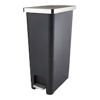 type A Slim Black Resin Garbage Can, 45-L Front_Three_Fourths_Angled_Left