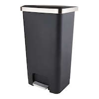 Type A Wide Black Resin Garbage Can, 45-L Front_Three_Fourths_Angled_Left