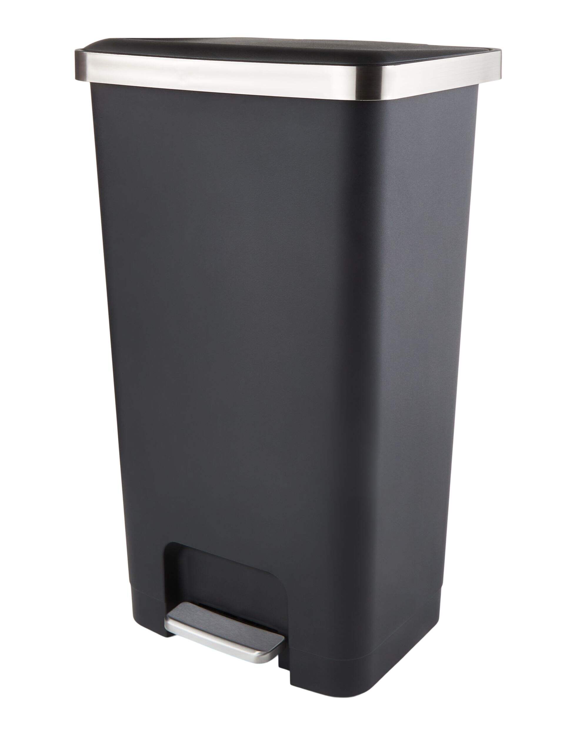 Type A Wide Black Resin Garbage Can, 45-L Front_Three_Fourths_Angled_Left