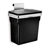 Poubelle suspendue robuste en plastique à cadre en acier pour porte d'armoire Simplehuman, noir, 10 L Front_Angled_Right