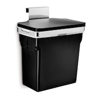 Simplehuman Heavy-Duty Steel Frame Cabinet Door Hanging Plastic Garbage Bin, Black, 10-L Front_Angled_Right