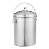 type A Stainless Steel Circular Compost Bin, 4-L Front_Angled_Right