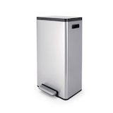 type A Wide Stainless Steel Rectangular Step Garbage Can with Slow Close Lid, 30-L Front_Angled_Left