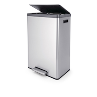 type A Wide Stainless Steel Rectangular Step Garbage Can with a Slow Close Lid, 45-L