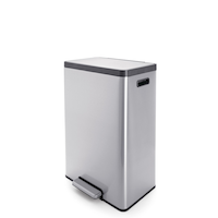 type A Stainless Steel Rectangular Dual Compartment Garbage Can, 2 x 20-L Front_Angled_Left
