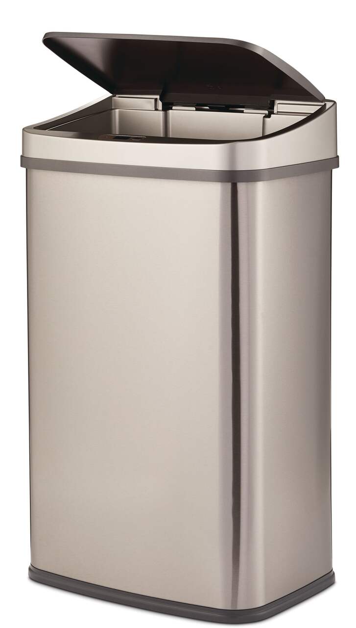 type A Wide Stainless Steel Rectangular Motion Sensor Lid Garbage Can, 50-L