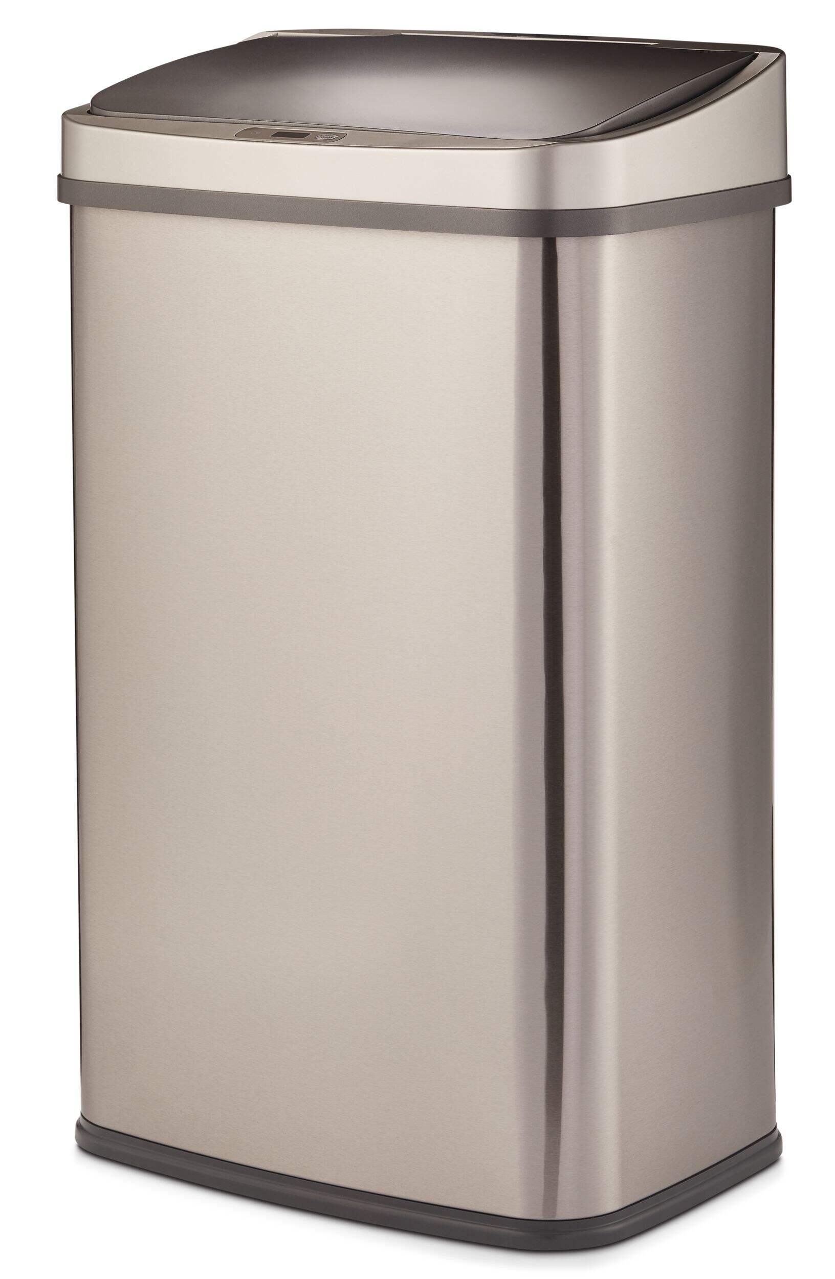 type A Wide Auto Garbage Bin/Can, Stainless Steel Motion Sensor Lid, 50-L Front_Angled_Left