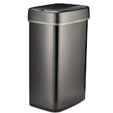 type A Narrow Stainless Steel Rectangular Motion Sensor Lid Garbage Can, 50-L Front_Angled_Left