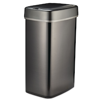 type A Narrow Stainless Steel Rectangular Motion Sensor Lid Garbage Can, 50-L Front_Angled_Left