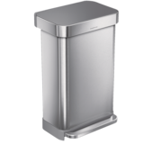 simplehuman Stainless Steel and Plastic Rectangular Step Garbage Can, 45-L Front_Angled_Right