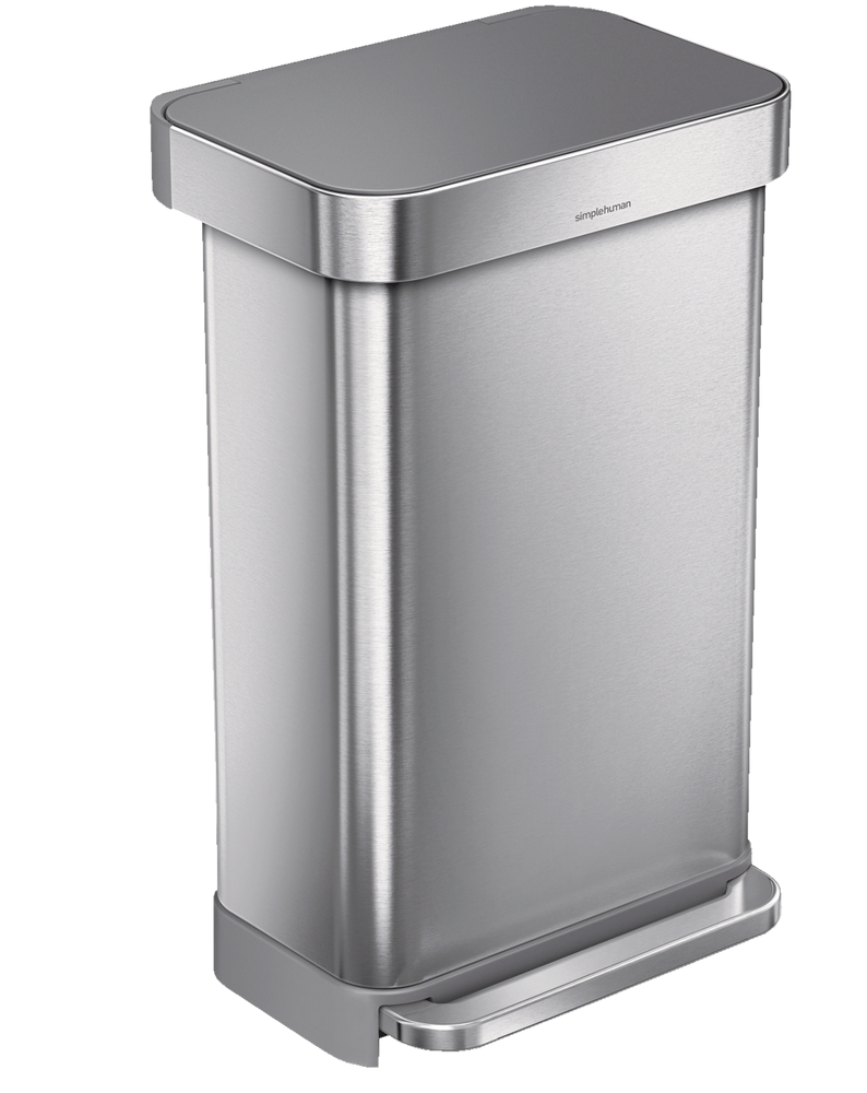 simplehuman Stainless Steel and Plastic Rectangular Step Garbage Can