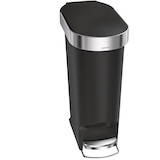 simplehuman Slim Plastic Oblong Step Garbage Can with Slow Close Lid, Black, 40-L Front_Angled_Right
