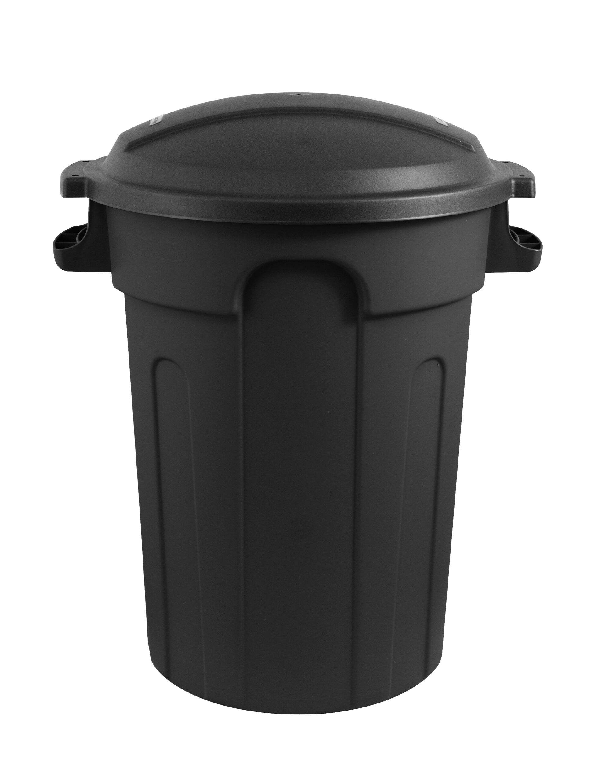 Gracious Living Plastic Circular Garbage Can, Black, 80-L Front_Elevated