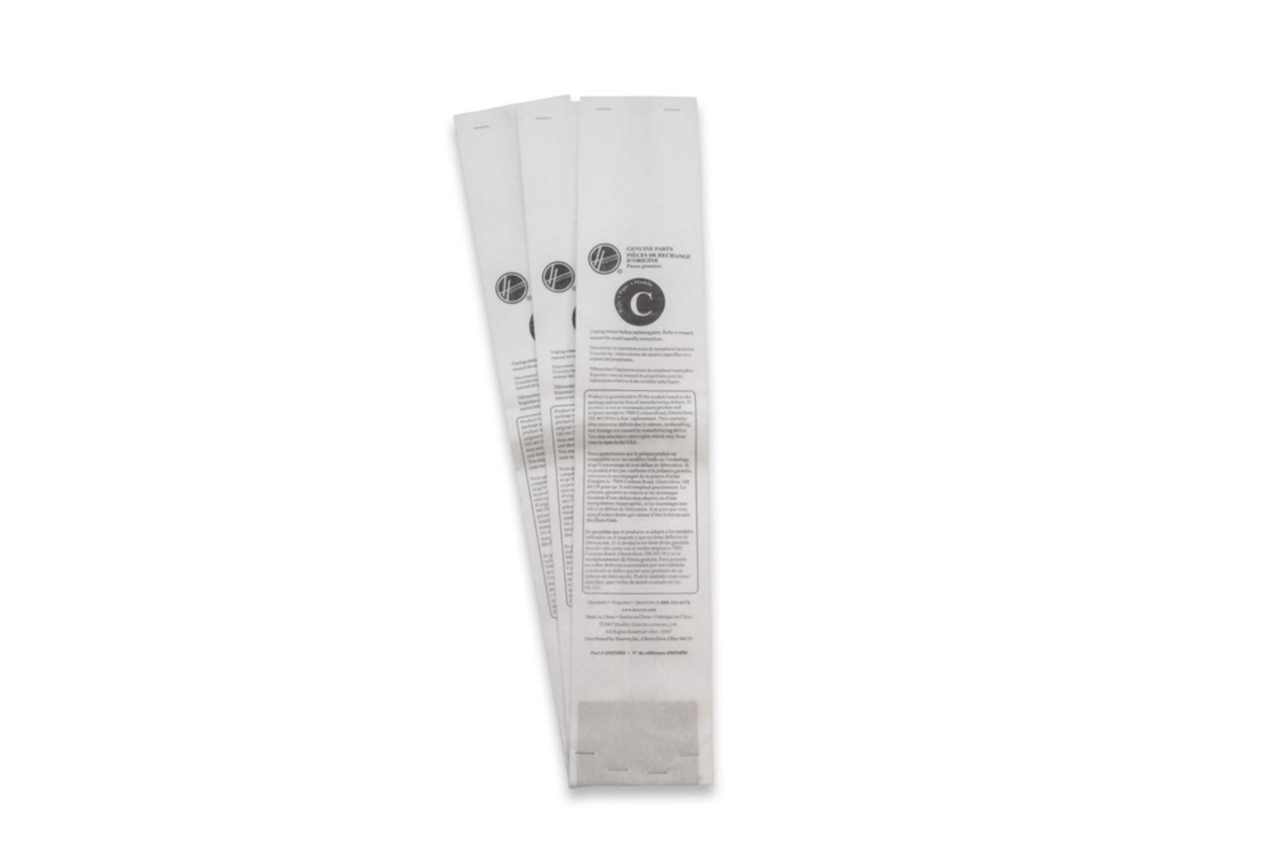 Hoover Type C Vacuum Bag, 3-pk Back_Flat