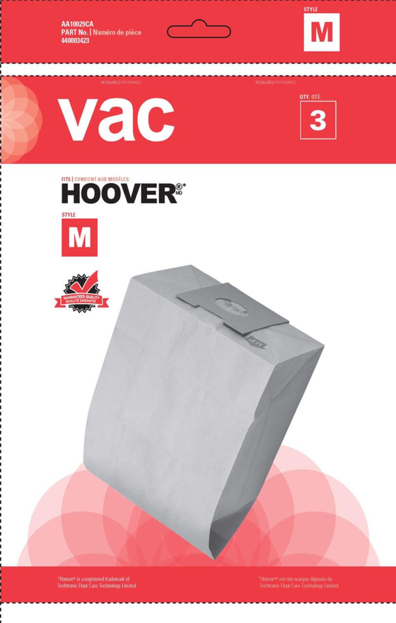 Sac de remplacement pour aspirateur type C Hoover (paquet de 12) 