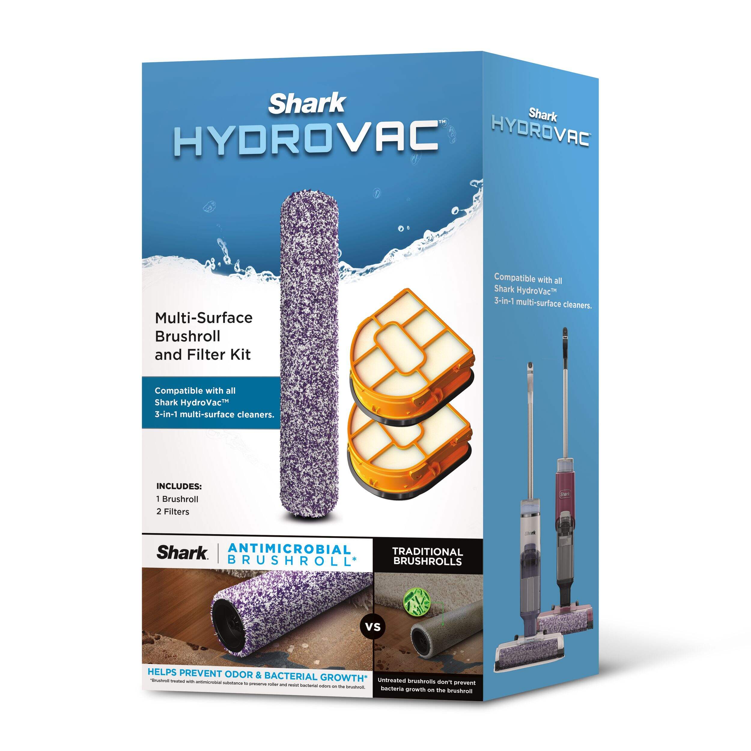 Shark HydroVac™ Replacement Antimicrobial Brush Roll and 2Pack Filter