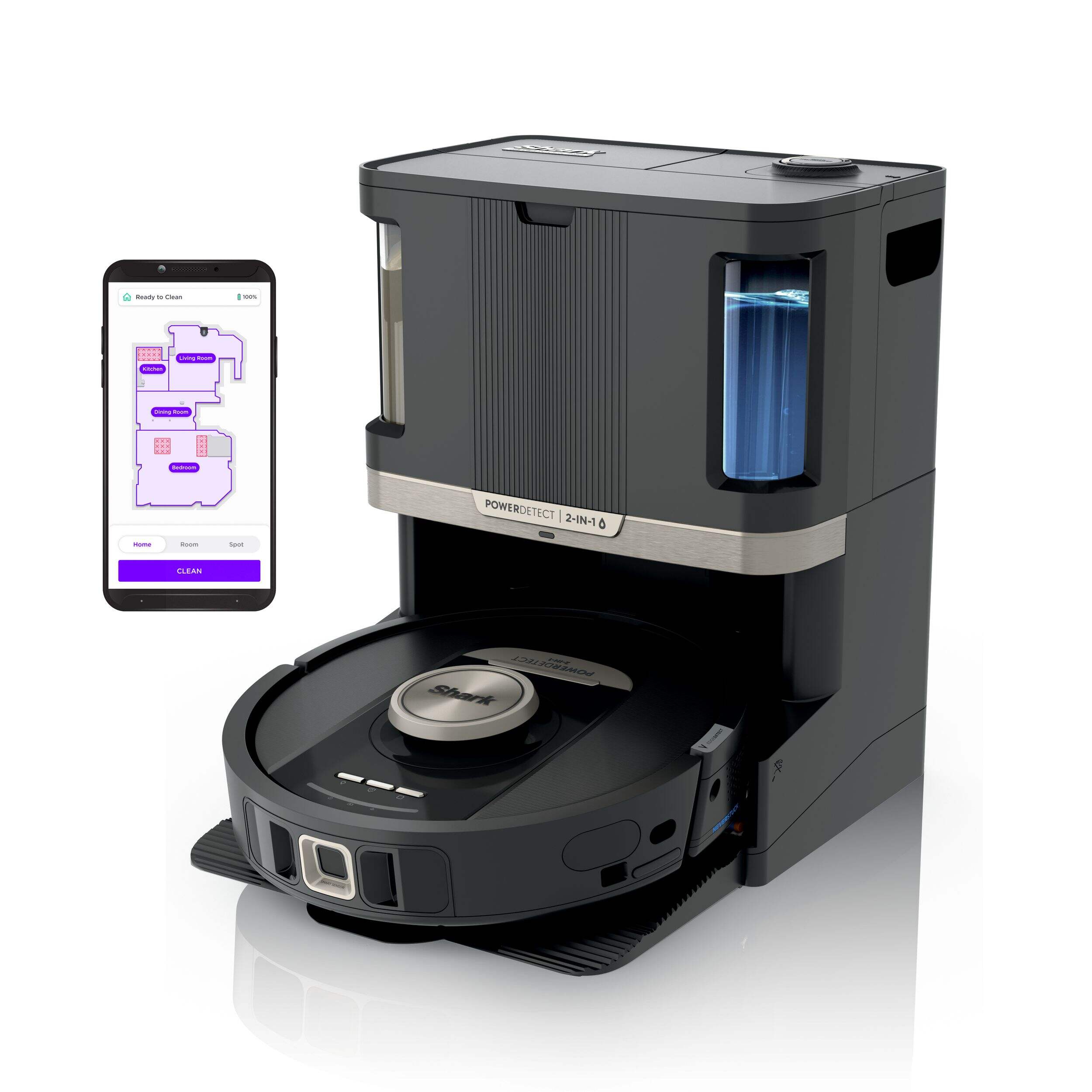 Shark Detect Pro Wet Dry Self Empty Robot with Nevertouch Base Robotic Vacuum Front_Three_Fourths_Angled_Left