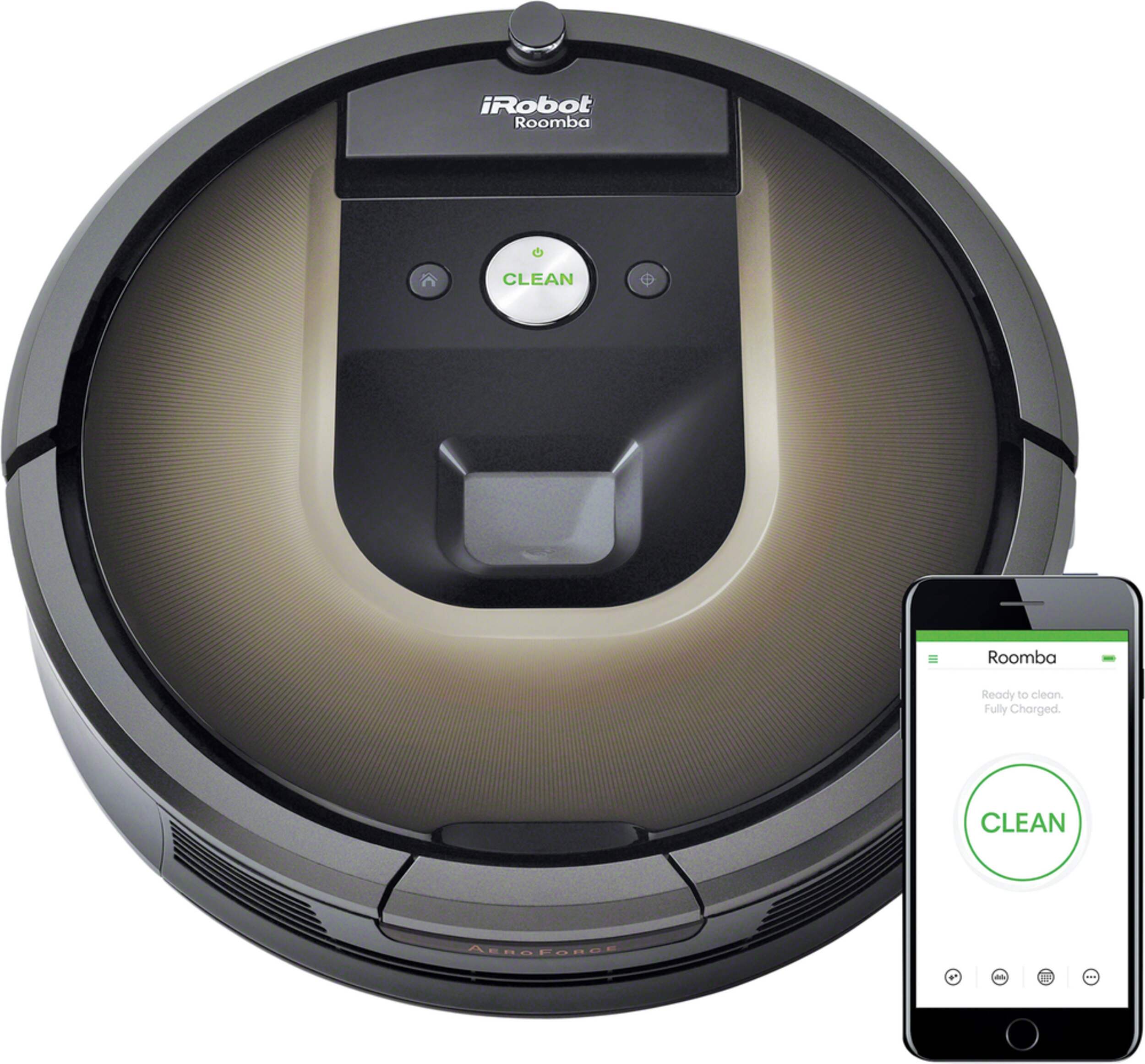 iRobot Roomba® 980 Wi-Fi® Connected Vacuuming Robot Overhead_Plunge