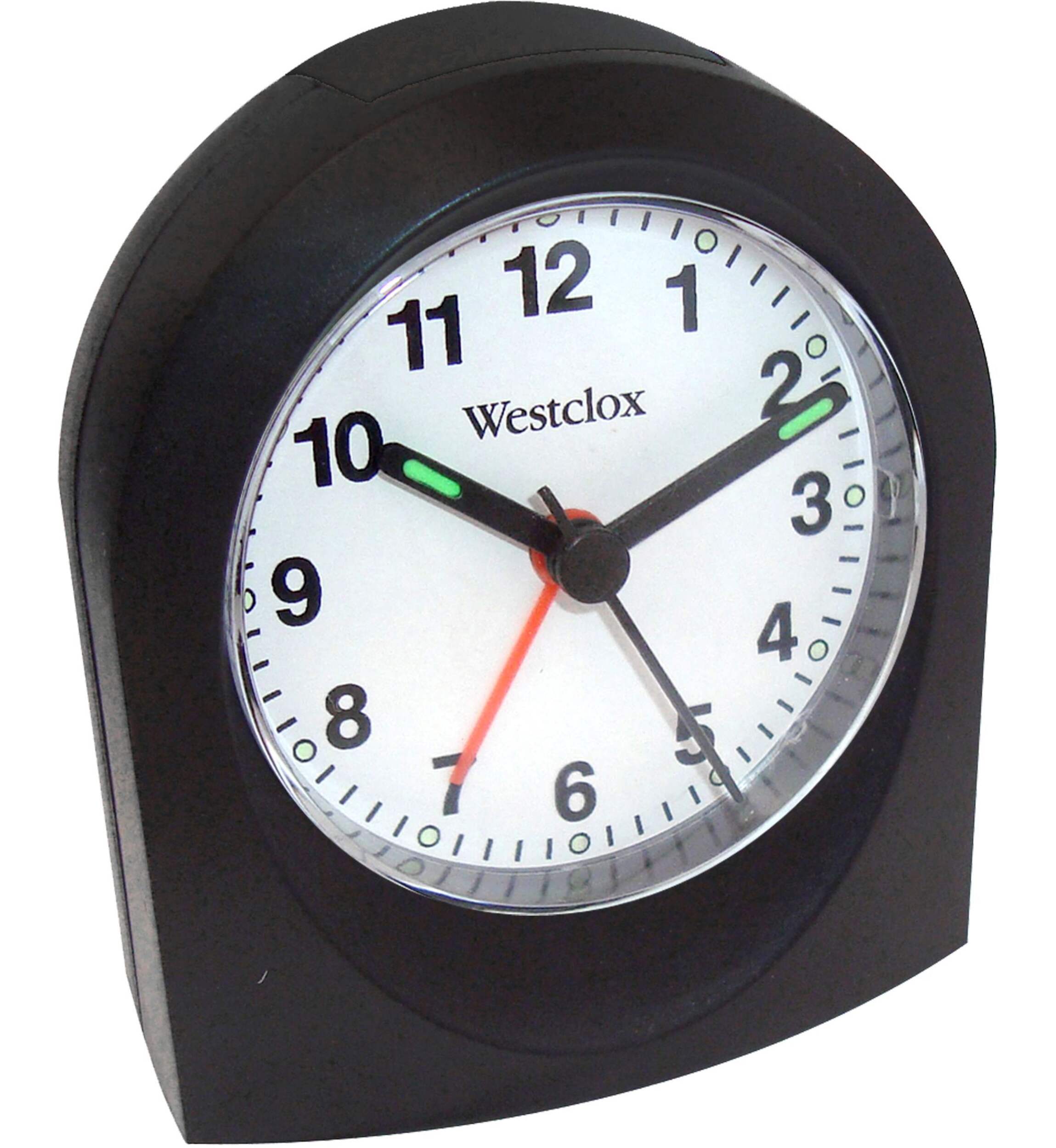 Westclox Shadow Analog Alarm Clock, Black Front_Angled_Right
