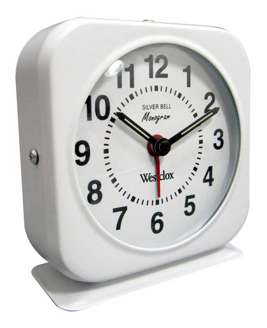 Westclox Square Analog Alarm Clock, White