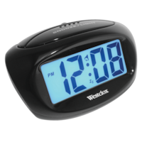 Westclox LCD Backlit Digital Alarm Clock, 1-in Tall Display, Black Front_Angled_Right