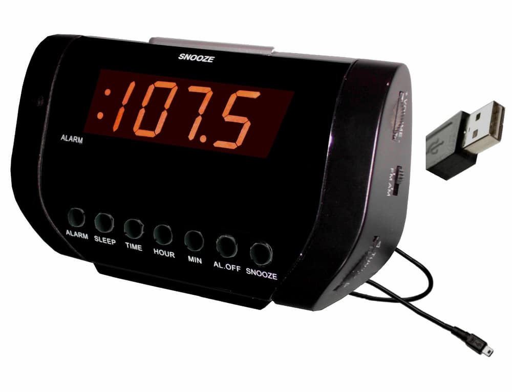 Radio-réveil AM/FM numérique Sky Time avec projection de l'heure, noir