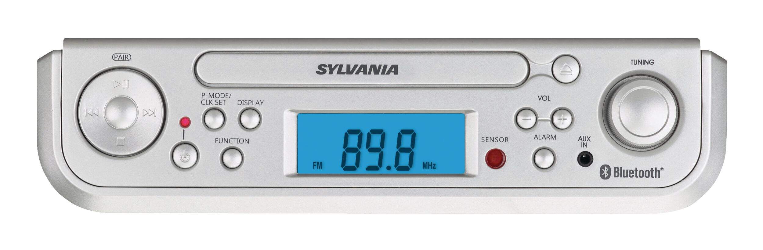 Proscan® Under the Counter Bluetooth AM/FM Clock Radio with CD Player, Silver Front_Flat